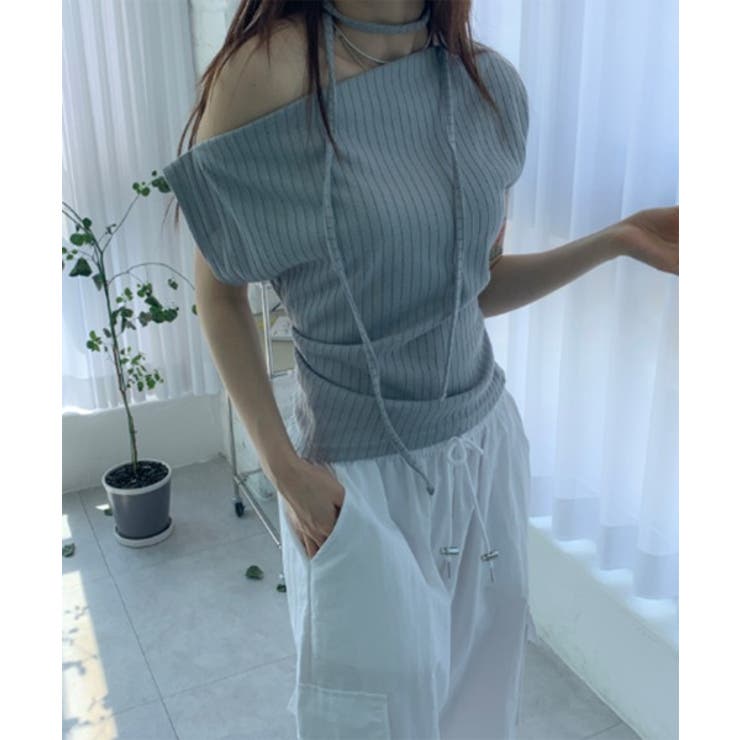 リブアンバランスカーフセットTシャツ | by muni:r | 詳細画像13 