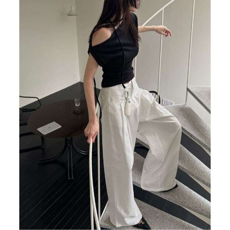 リブアンバランスカーフセットTシャツ | by muni:r | 詳細画像2 