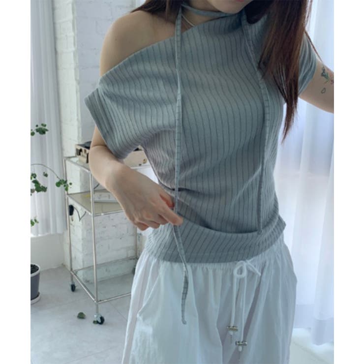 リブアンバランスカーフセットTシャツ | by muni:r | 詳細画像9 