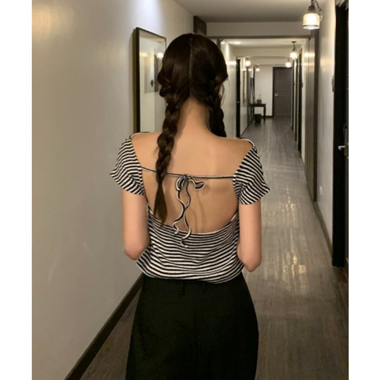 バックレスオフ半袖Tシャツ | by muni:r | 詳細画像1 