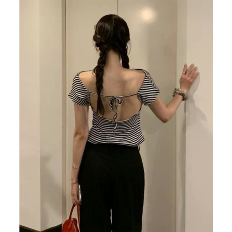 バックレスオフ半袖Tシャツ | by muni:r | 詳細画像5 