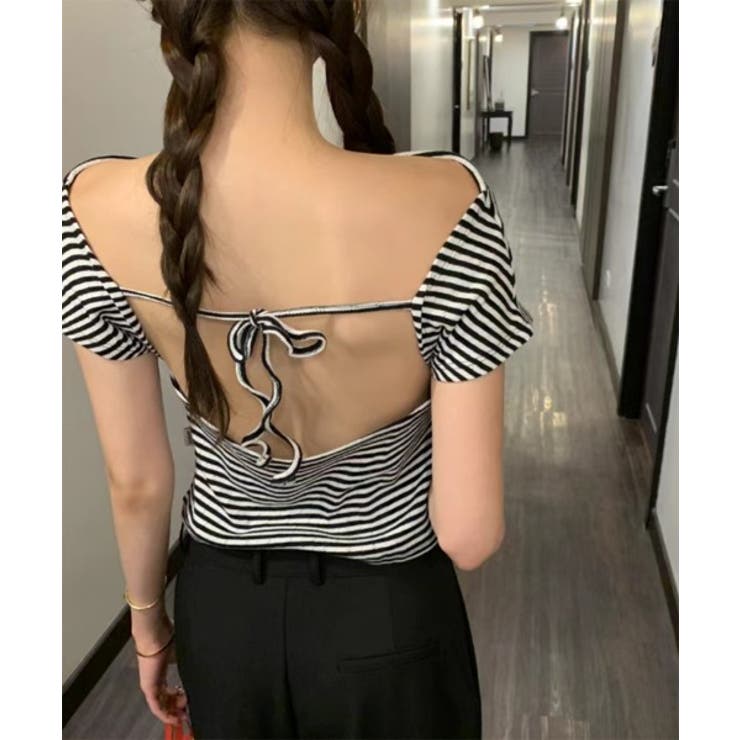 バックレスオフ半袖Tシャツ | by muni:r | 詳細画像7 