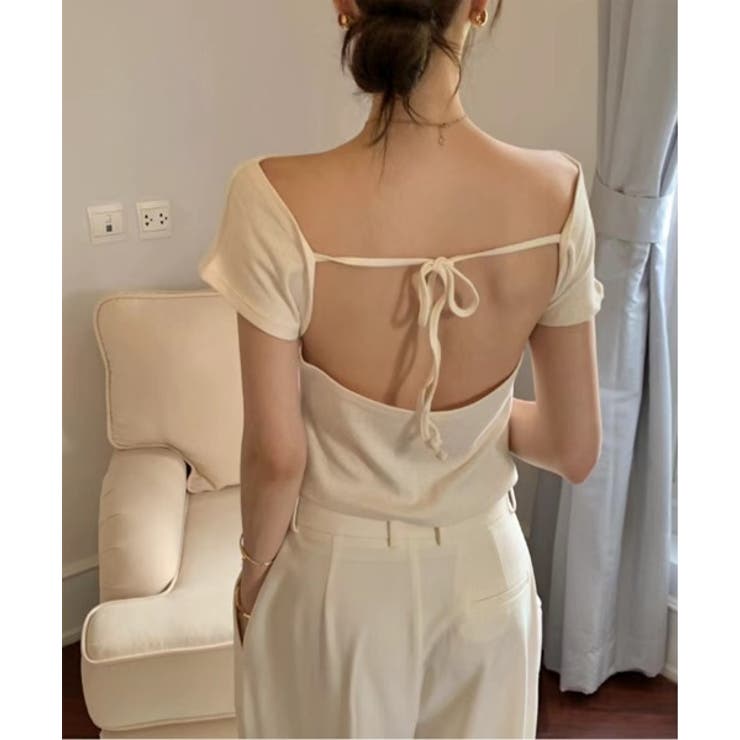 バックレスオフ半袖Tシャツ | by muni:r | 詳細画像8 