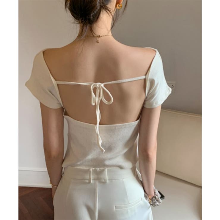 バックレスオフ半袖Tシャツ | by muni:r | 詳細画像9 