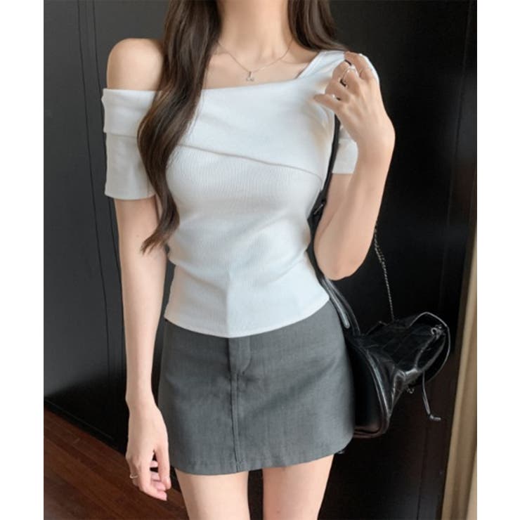 アンバランスオフショルダー半袖Tシャツ | by muni:r | 詳細画像5 