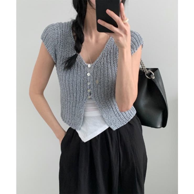 サマーボタンニット半袖カーディガン | by muni:r | 詳細画像7 