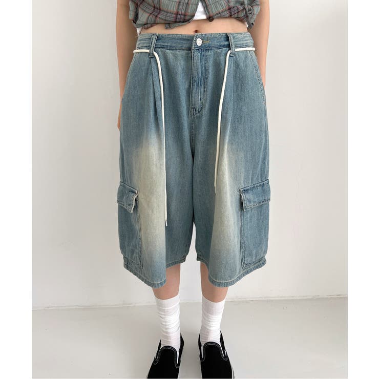 バミューダカーゴストリングデニムパンツ | by muni:r | 詳細画像15 