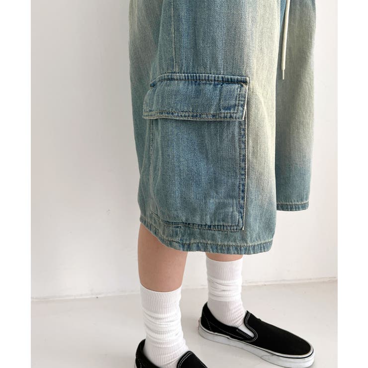 バミューダカーゴストリングデニムパンツ | by muni:r | 詳細画像17 