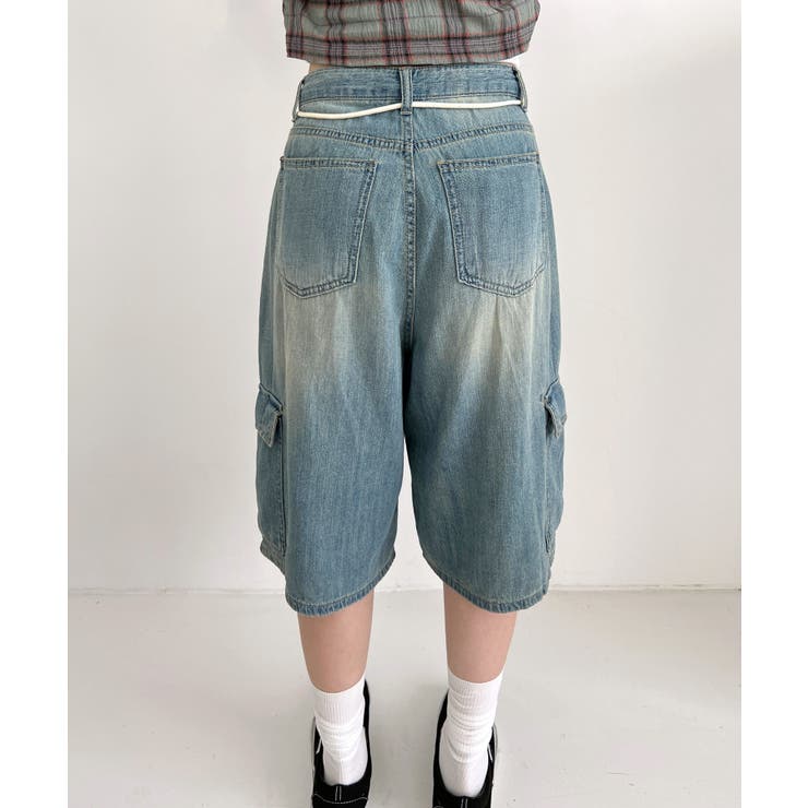 バミューダカーゴストリングデニムパンツ | by muni:r | 詳細画像18 