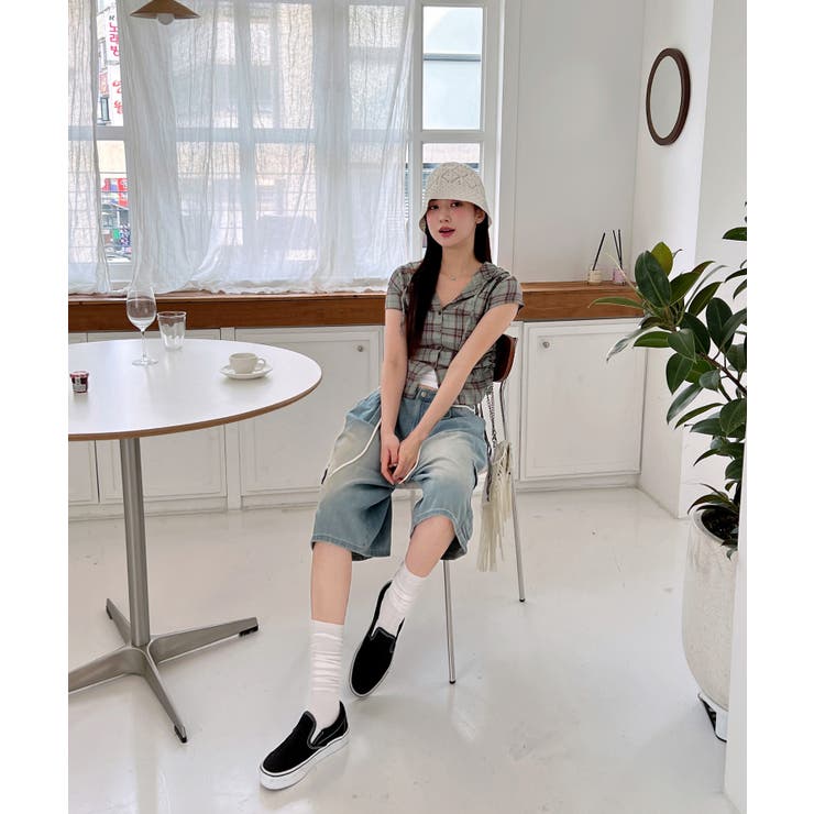 バミューダカーゴストリングデニムパンツ | by muni:r | 詳細画像4 