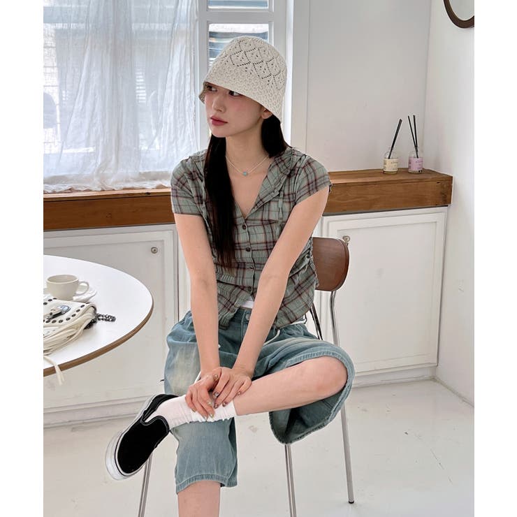 バミューダカーゴストリングデニムパンツ | by muni:r | 詳細画像5 