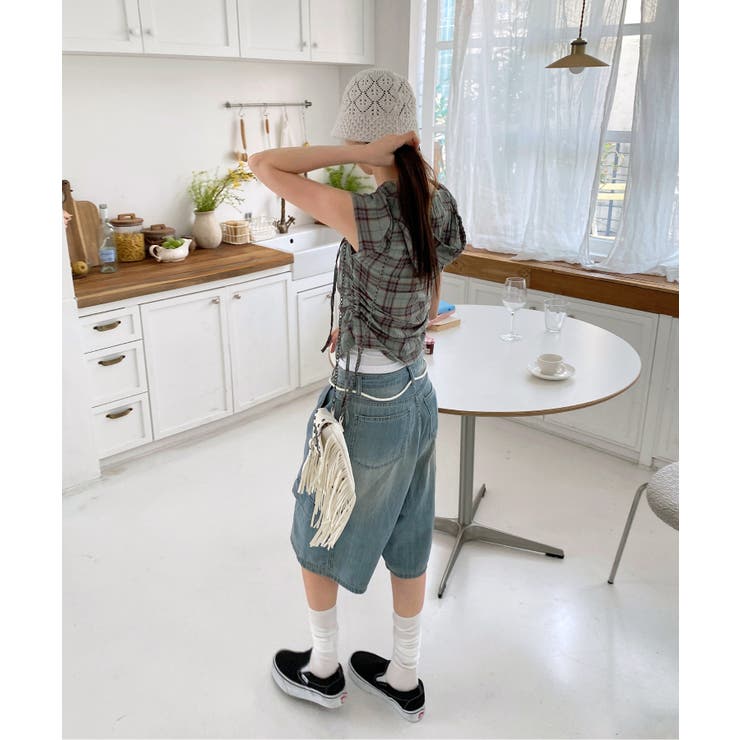 バミューダカーゴストリングデニムパンツ | by muni:r | 詳細画像6 