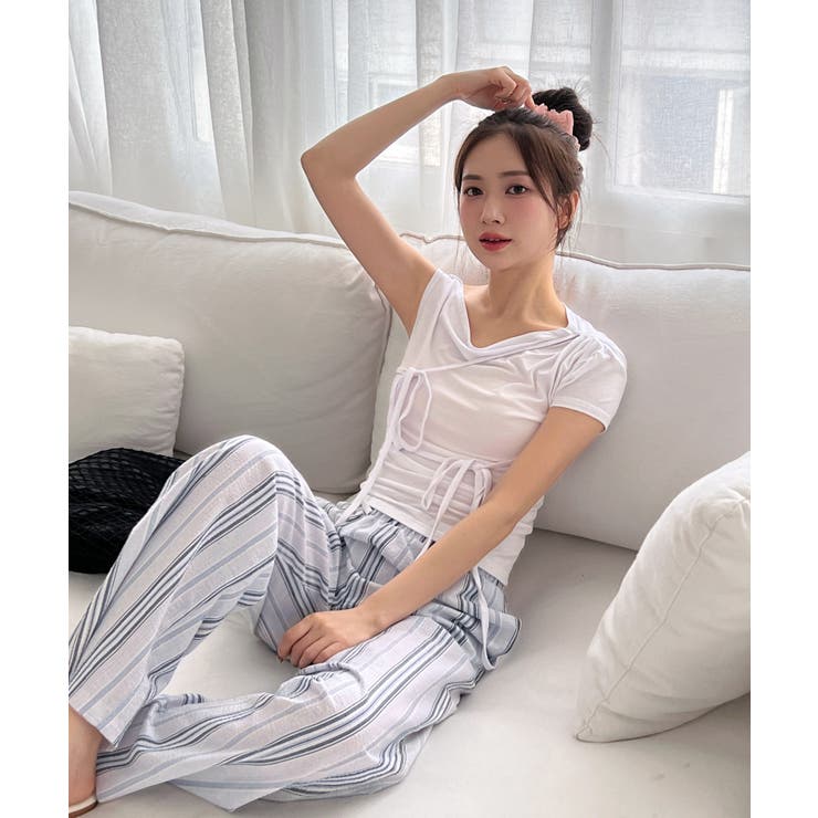 リネンストライプバンディンルーズパンツ | by muni:r | 詳細画像12 