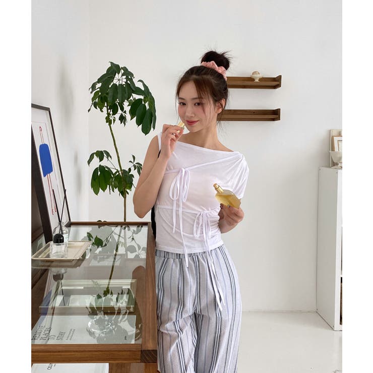 リネンストライプバンディンルーズパンツ | by muni:r | 詳細画像2 