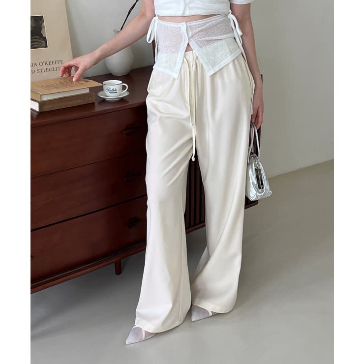 ボタンポイントロングスラックスバンディングパンツ | by muni:r | 詳細画像10 