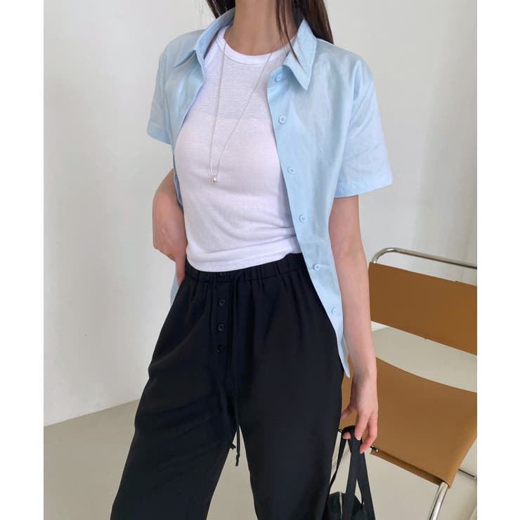 ボタンポイントロングスラックスバンディングパンツ | by muni:r | 詳細画像15 