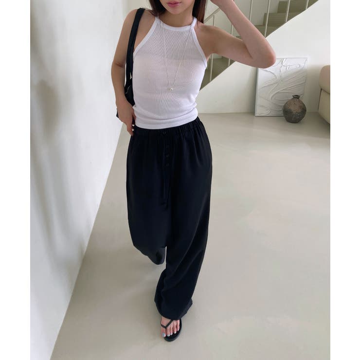 ボタンポイントロングスラックスバンディングパンツ | by muni:r | 詳細画像19 