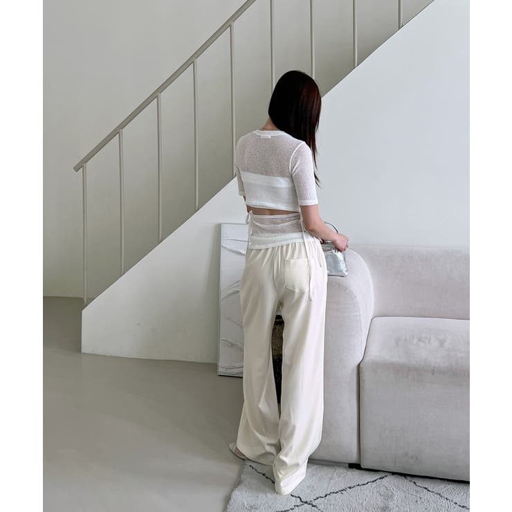 ボタンポイントロングスラックスバンディングパンツ | by muni:r | 詳細画像3 