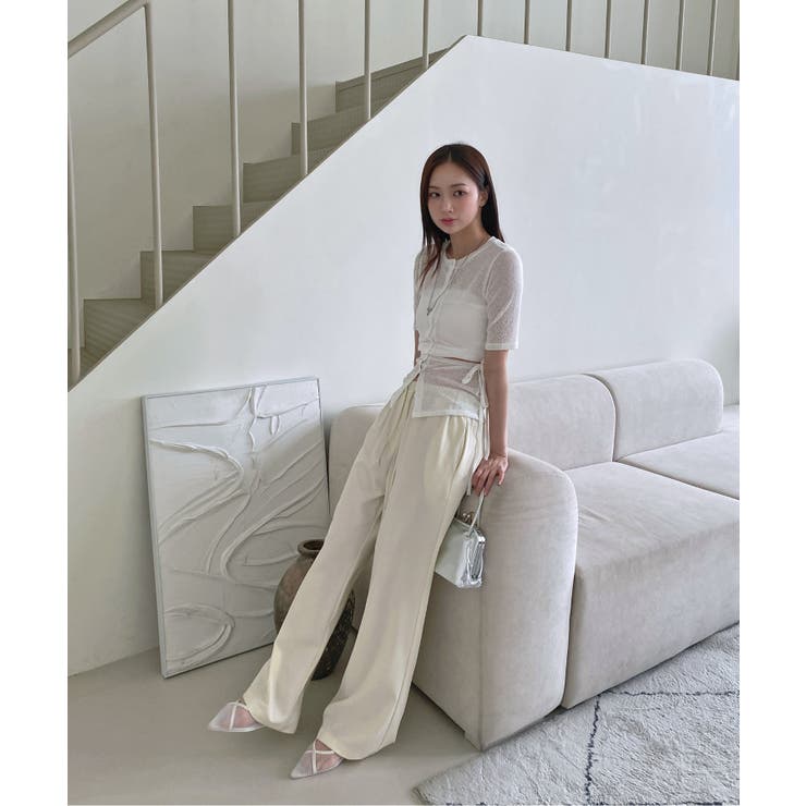 ボタンポイントロングスラックスバンディングパンツ | by muni:r | 詳細画像4 