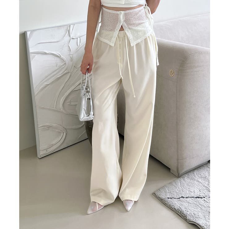 ボタンポイントロングスラックスバンディングパンツ | by muni:r | 詳細画像5 