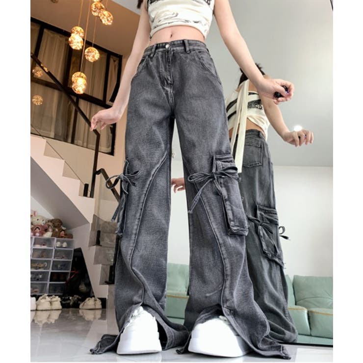 スリットリボンユニークカーゴパンツ[品番：FROW0001479]｜by