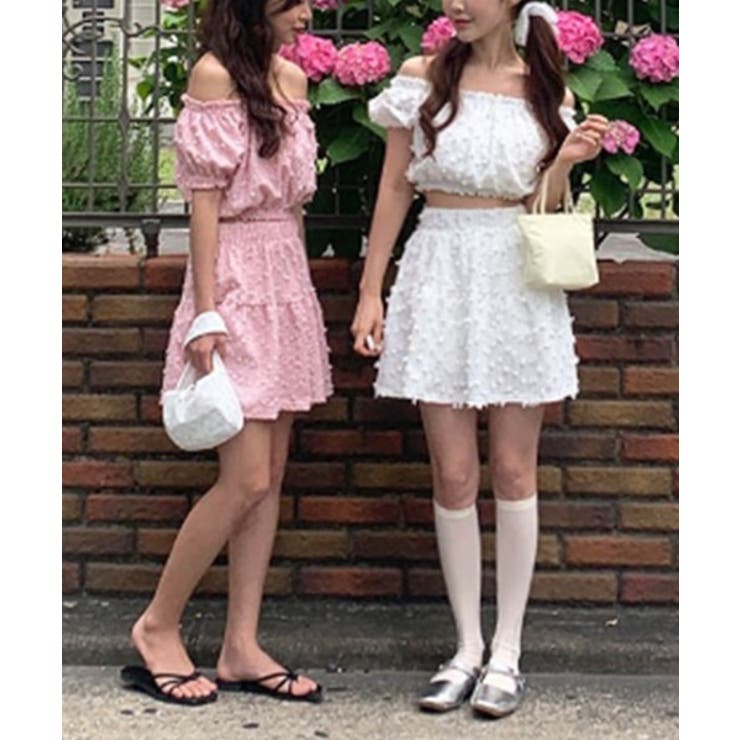 オフショルダークロップドブラウス＋カンカンフレアスカートSET | by muni:r | 詳細画像6 