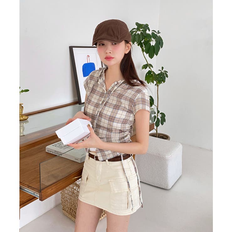 チェックフードシャーリングブラウス | by muni:r | 詳細画像19 