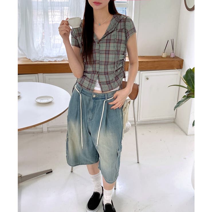 チェックフードシャーリングブラウス | by muni:r | 詳細画像2 