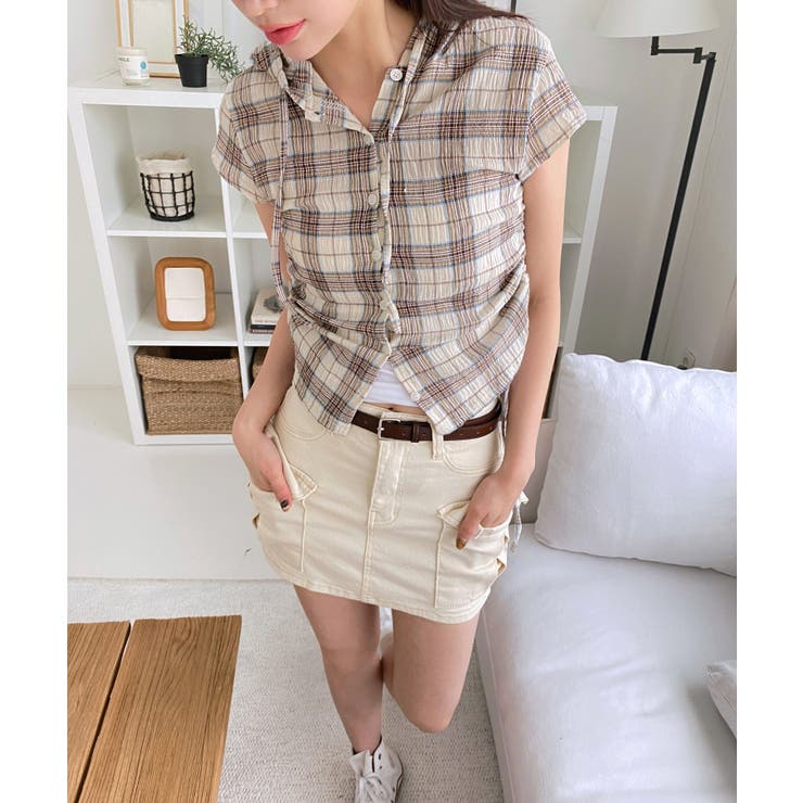 チェックフードシャーリングブラウス | by muni:r | 詳細画像23 