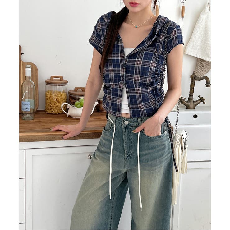 チェックフードシャーリングブラウス | by muni:r | 詳細画像28 