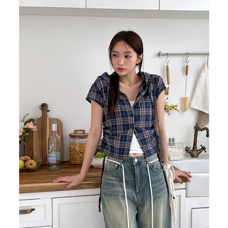 チェックフードシャーリングブラウス | by muni:r | 詳細画像29 