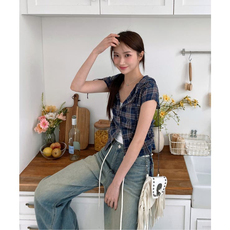 チェックフードシャーリングブラウス | by muni:r | 詳細画像30 