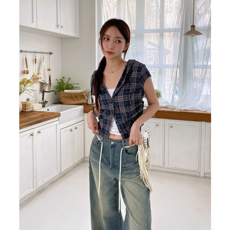 チェックフードシャーリングブラウス | by muni:r | 詳細画像32 