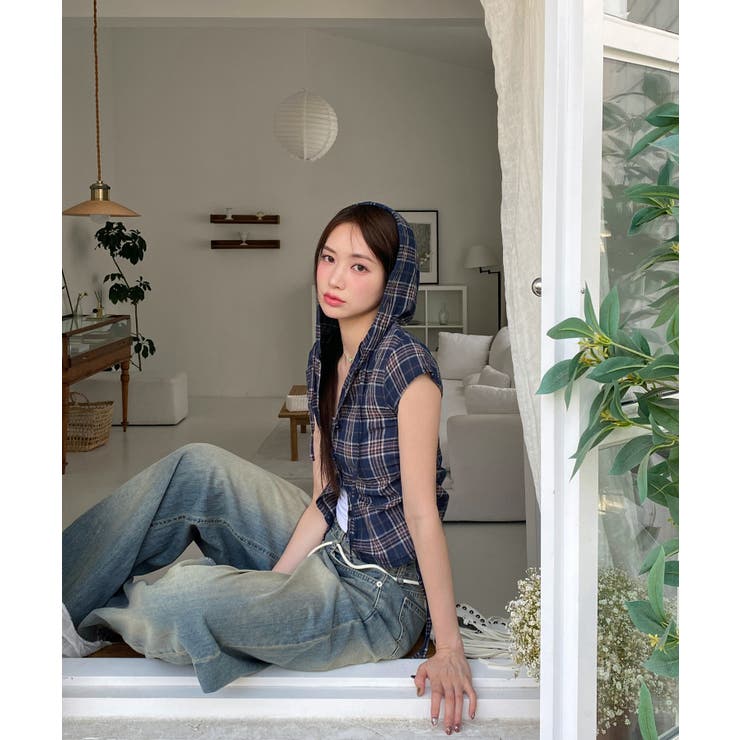 チェックフードシャーリングブラウス | by muni:r | 詳細画像35 