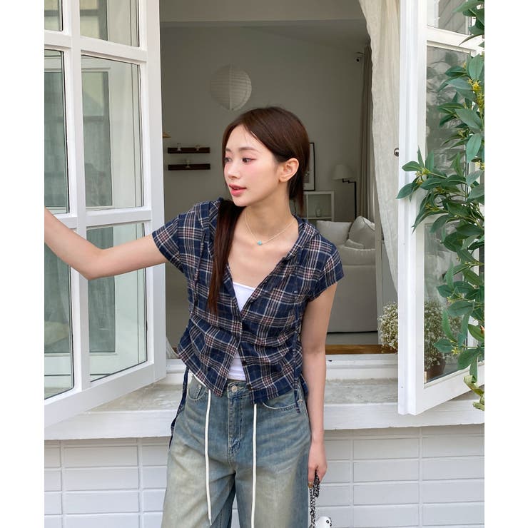 チェックフードシャーリングブラウス | by muni:r | 詳細画像36 