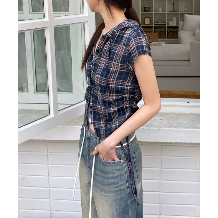 チェックフードシャーリングブラウス | by muni:r | 詳細画像37 