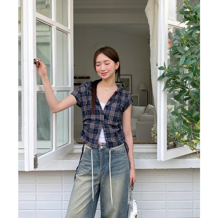 チェックフードシャーリングブラウス | by muni:r | 詳細画像38 