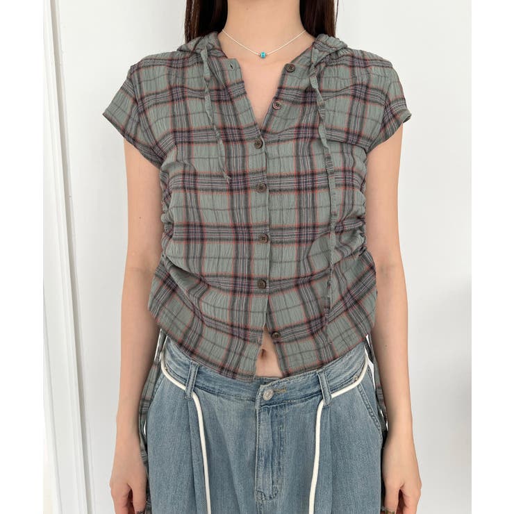 チェックフードシャーリングブラウス | by muni:r | 詳細画像39 