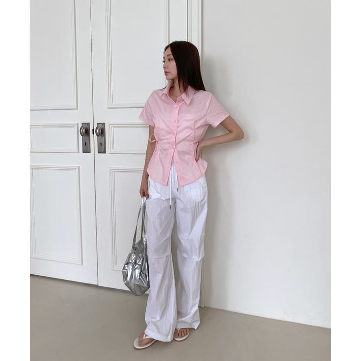 サイドリボンストラップ半袖シャツ | by muni:r | 詳細画像13 