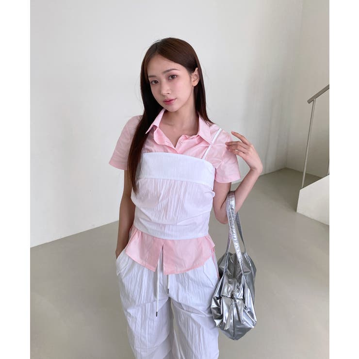 サイドリボンストラップ半袖シャツ | by muni:r | 詳細画像21 