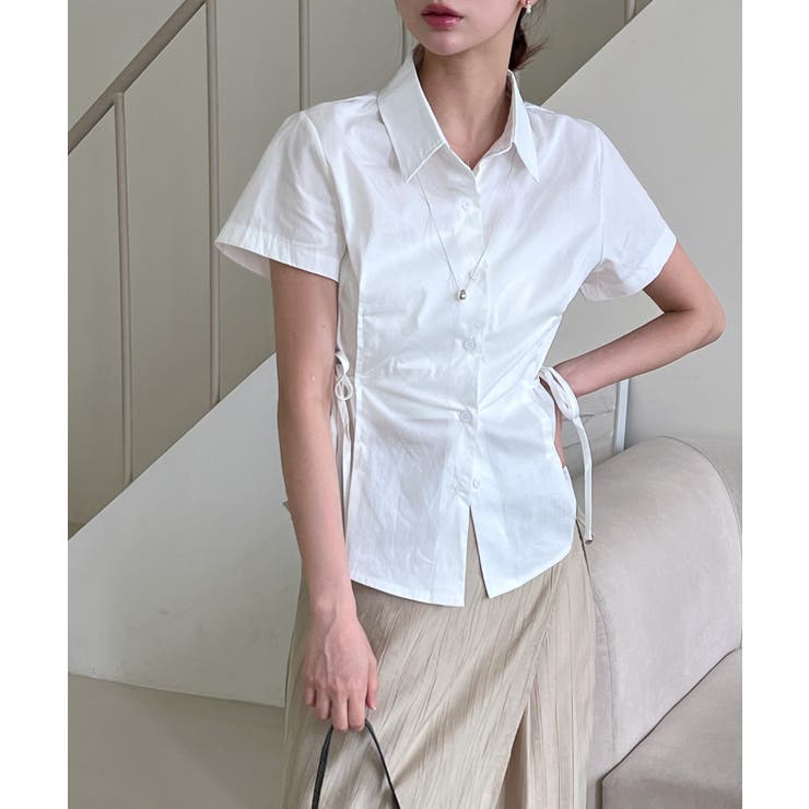 サイドリボンストラップ半袖シャツ | by muni:r | 詳細画像23 