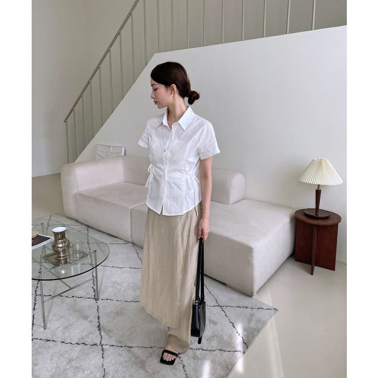 サイドリボンストラップ半袖シャツ | by muni:r | 詳細画像24 