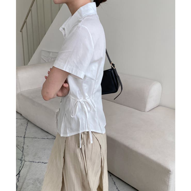 サイドリボンストラップ半袖シャツ | by muni:r | 詳細画像25 