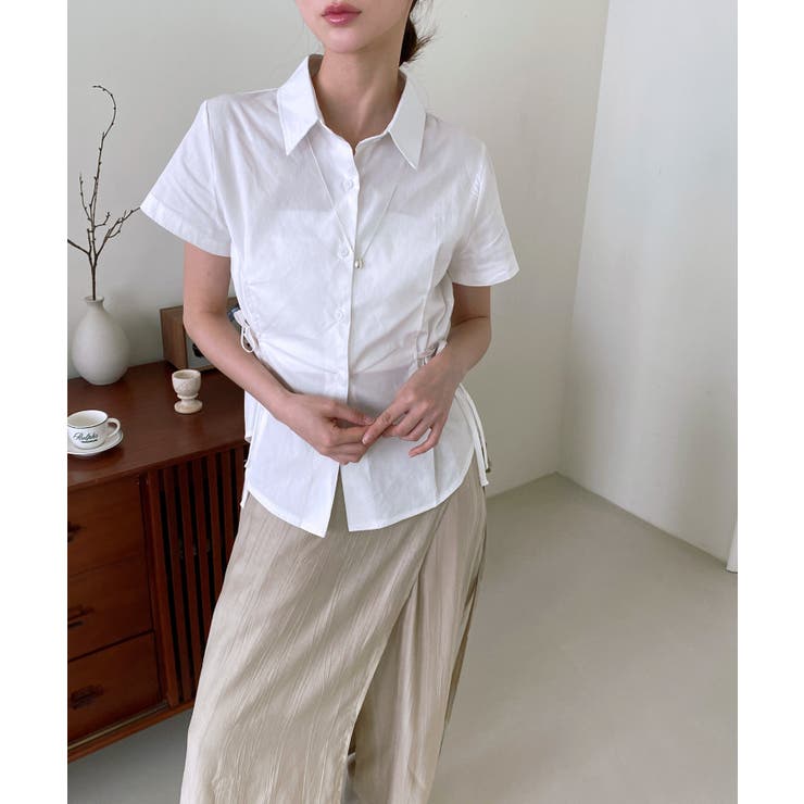 サイドリボンストラップ半袖シャツ | by muni:r | 詳細画像26 