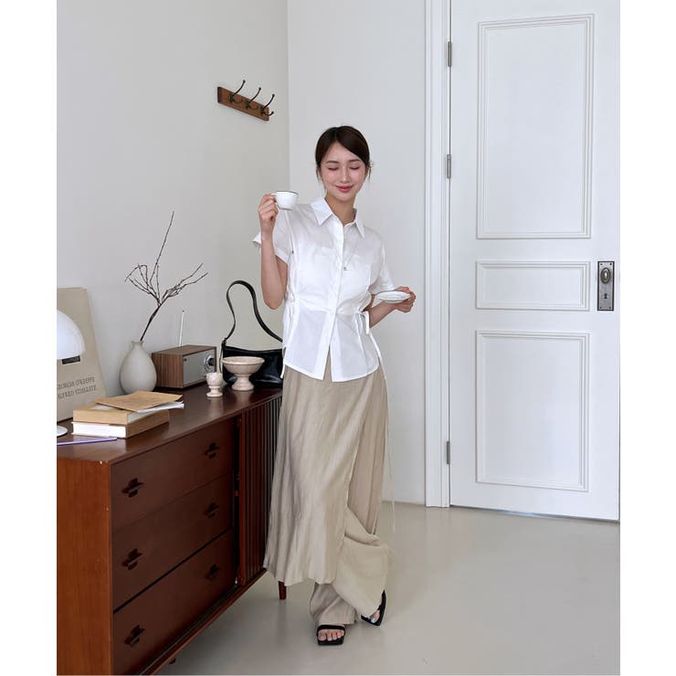 サイドリボンストラップ半袖シャツ | by muni:r | 詳細画像27 