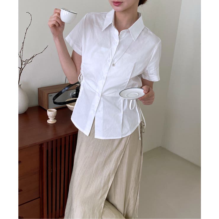 サイドリボンストラップ半袖シャツ | by muni:r | 詳細画像28 