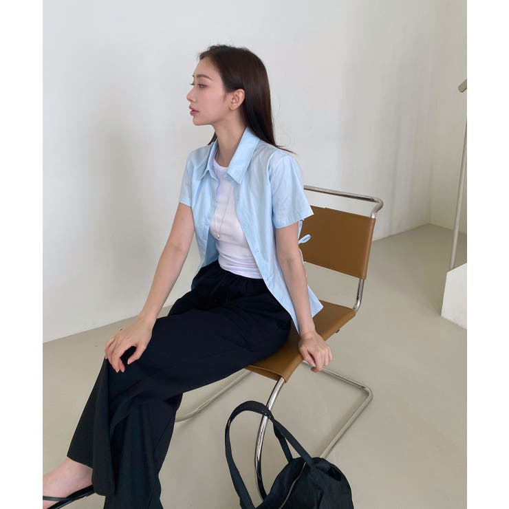 サイドリボンストラップ半袖シャツ | by muni:r | 詳細画像3 