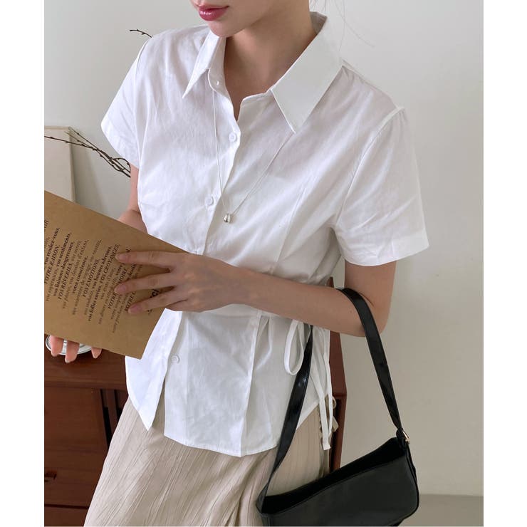 サイドリボンストラップ半袖シャツ | by muni:r | 詳細画像30 