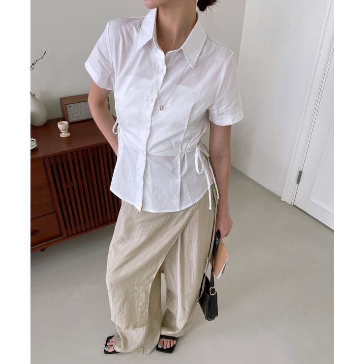 サイドリボンストラップ半袖シャツ | by muni:r | 詳細画像31 