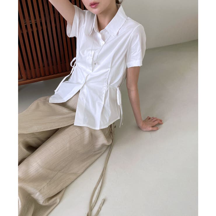 サイドリボンストラップ半袖シャツ | by muni:r | 詳細画像32 